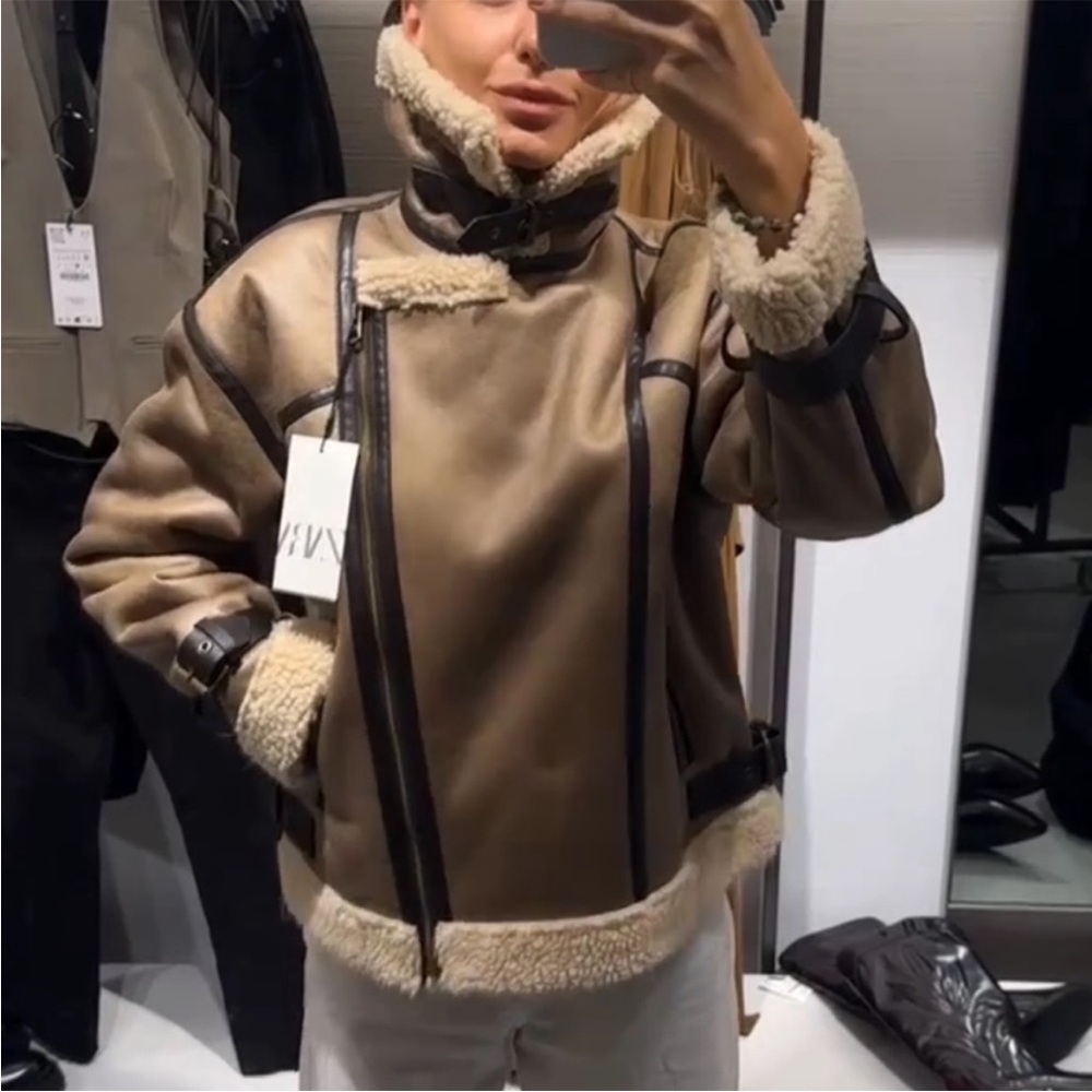 ZARA DOUBLE-FACED BIKER JACKET - Picture 5 of 12